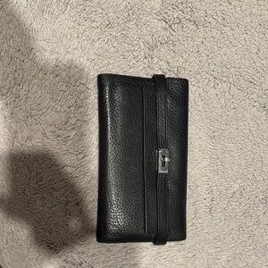 Sleek Black and Silver Leather Wallet